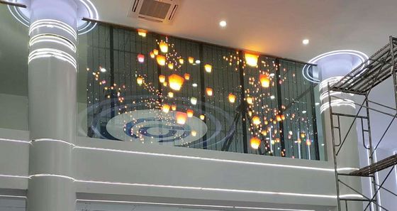 Açık Video Esnek Şeffaf LED Ekranı P10.4 Şeffaf LED Duvar