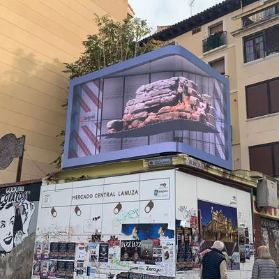 Dış 3D L şekilli Eğri Köşeler ve Sağ Köşeler Çözümü P4 P5.7mm LED Ekran Alüminyum Su geçirmez IP65 960*960mm Dış Reklam LED Ekran