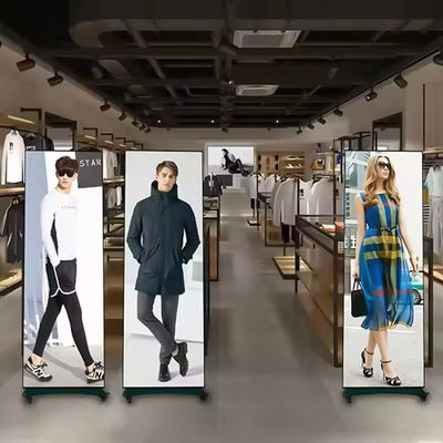 GOB P1.5 P1.8 P2 Banner için kapalı Led Poster Ekranı Ticaret Fuarı Mağazası için Tekerlekli Taşınabilir Led Video Duvarı