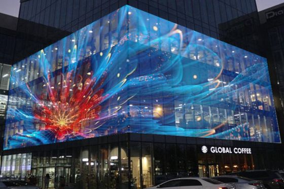 İyi bir fiyat. 500*500mm P3.9-7.8mm Dış Mekan Şeffaf LED Ekran LED Video Örgü Perdesi çevrimiçi